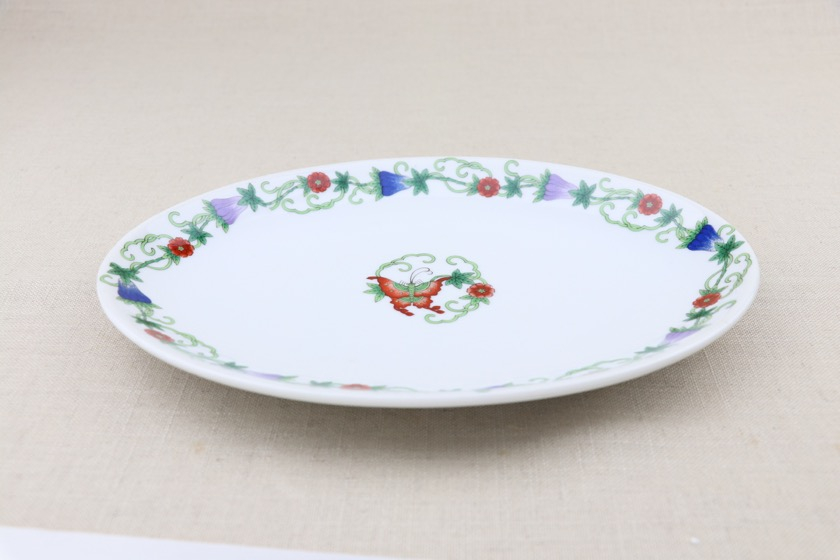 中華楕円皿（白・赤・青・紫・緑草花）