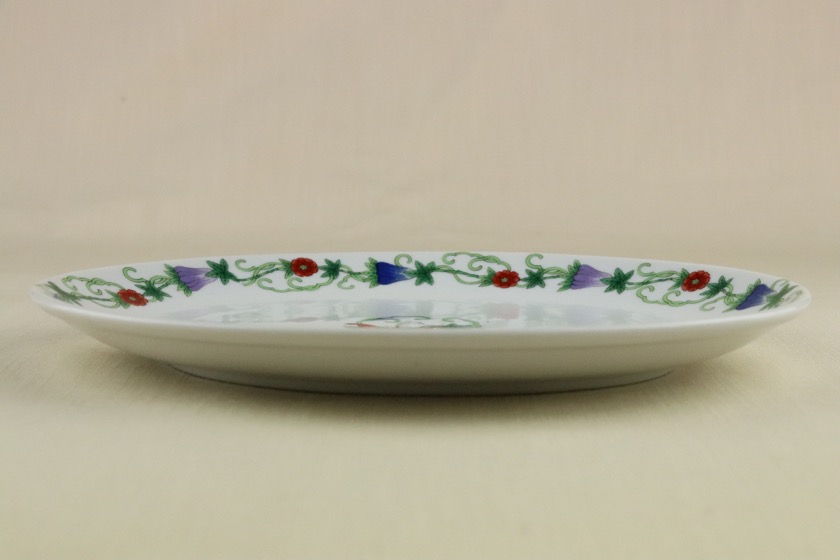 中華楕円皿（白・赤・青・紫・緑草花）