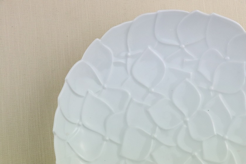 白・花型中華皿