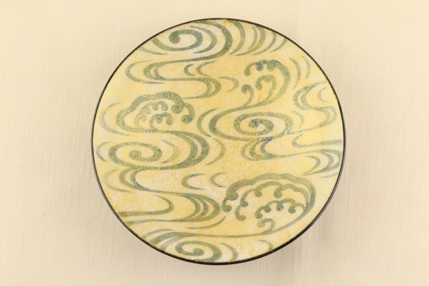金彩丸鉢（黄色・黒流線）