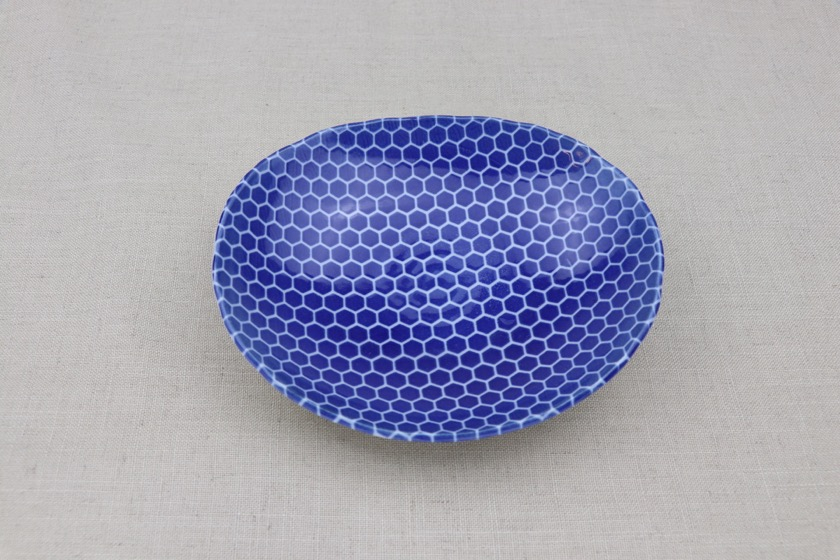青・楕円皿