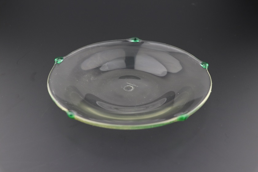 緑ドットガラス丸皿