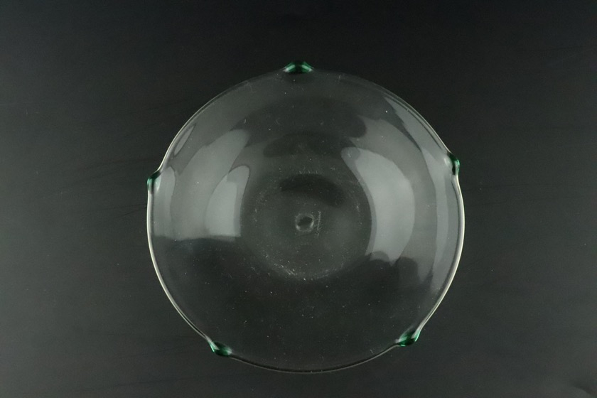 緑ドットガラス丸皿