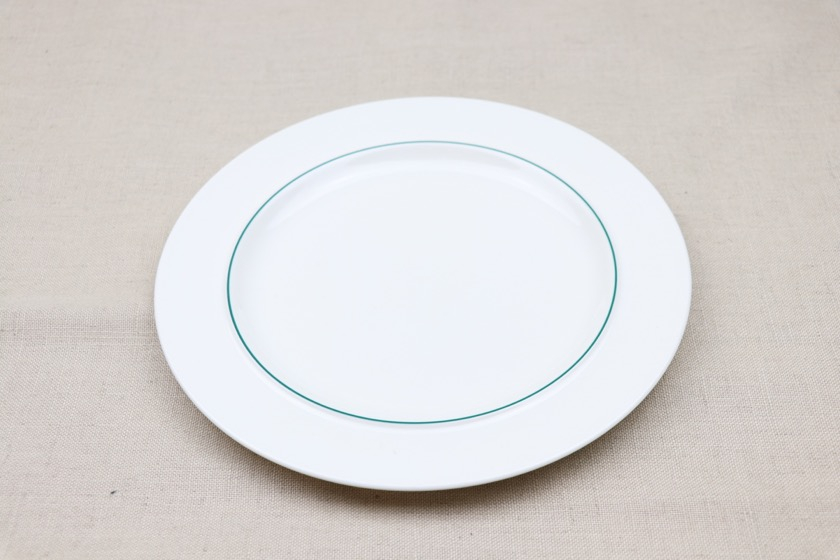 ライン入り丸皿（白・緑）