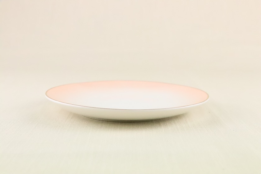 デザート丸皿（白・ピンクグラデーション）