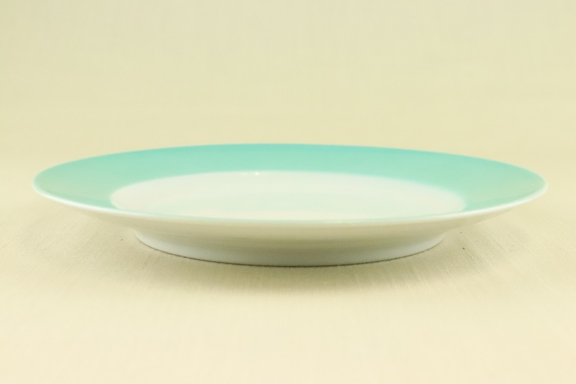 デザート皿（白・リムエメラルドグリーン）
