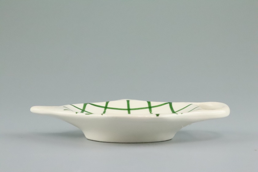 ティポット型小皿（白・緑ライン）