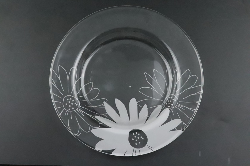 花柄ガラス皿