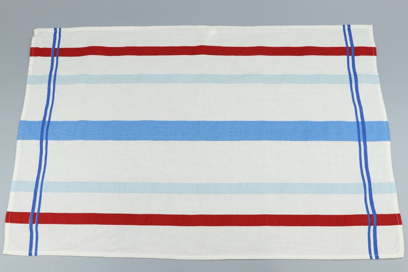 白・赤と青のライン入りナフキン
