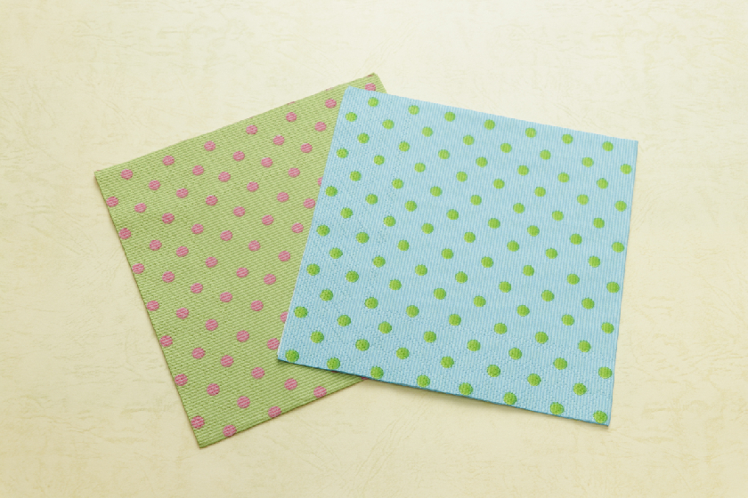 紙ナフキン・水玉・黄緑ピンク